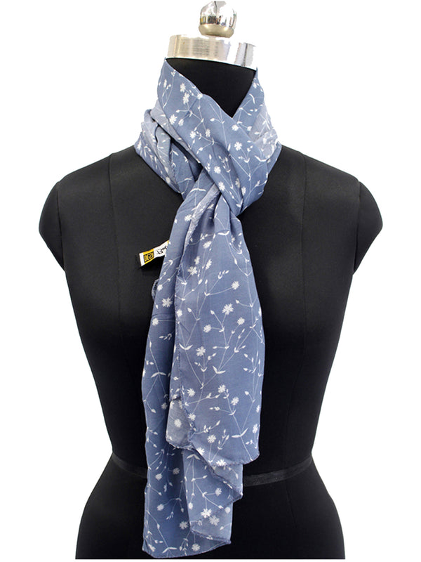 Dazzling Blue Printed Muslin Daily Wear Scarves/Stoles for Women SC2