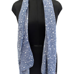Dazzling Blue Printed Muslin Daily Wear Scarves/Stoles for Women SC2