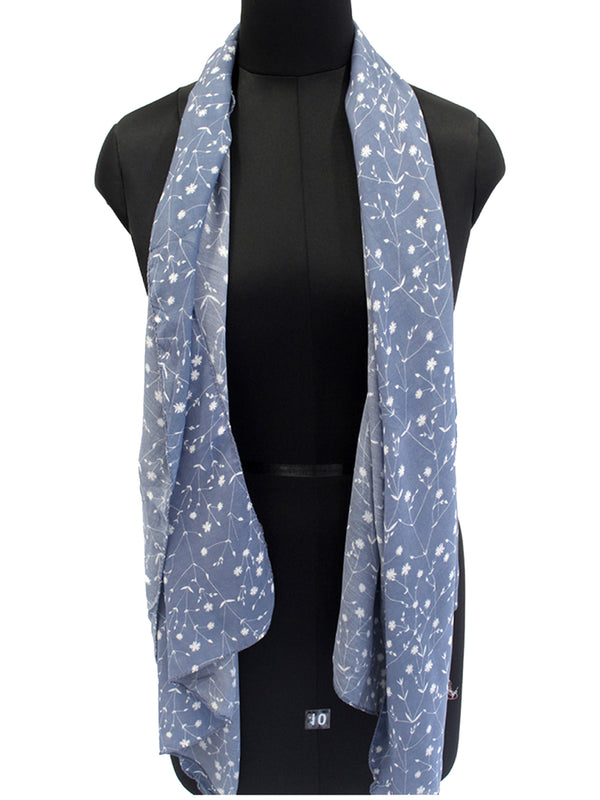 Dazzling Blue Printed Muslin Daily Wear Scarves/Stoles for Women SC2
