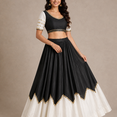 Cotton Silk Lace Work Navratri Lehenga