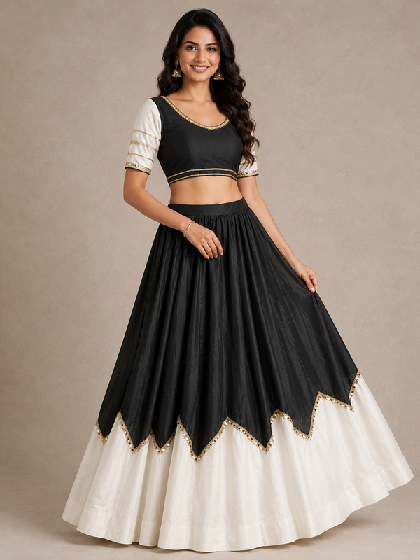 Cotton Silk Lace Work Navratri Lehenga
