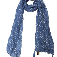 Dazzling Blue Printed Muslin Daily Wear Scarves/Stoles for Women SC2