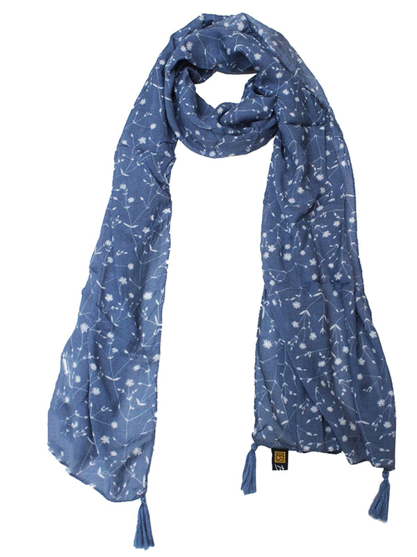 Dazzling Blue Printed Muslin Daily Wear Scarves/Stoles for Women SC2