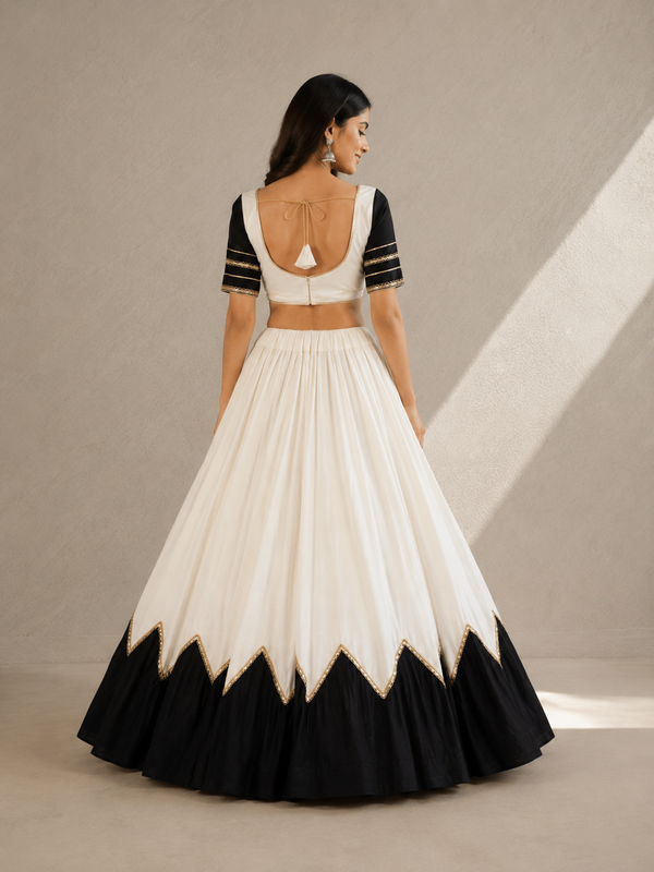 Cotton Silk Lace Work Navratri Lehenga