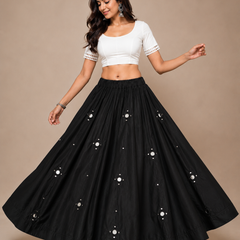 Women's  Mirror Work Navratri Lehenga Chaniya