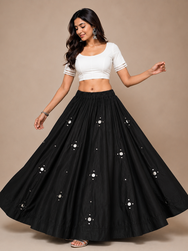 Women's  Mirror Work Navratri Lehenga Chaniya