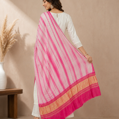 Desi Butik Women’s Gaji Silk Pink Tie Dye Dupatta DB2265