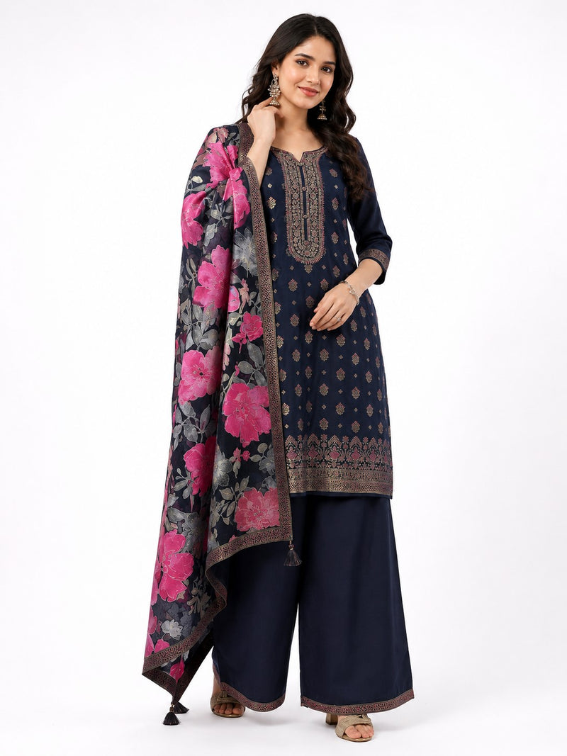 Women's Festive Embroidered Kurta Set with Dupatta