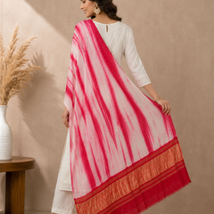 Desi Butik Women’s Gaji Silk Red Tie Dye Dupatta DB2267