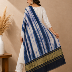 Desi Butik Women’s Gaji Silk Blue Tie Dye Dupatta DB2266