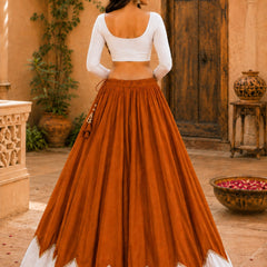 Cotton Silk Lace Work Navratri Lehenga