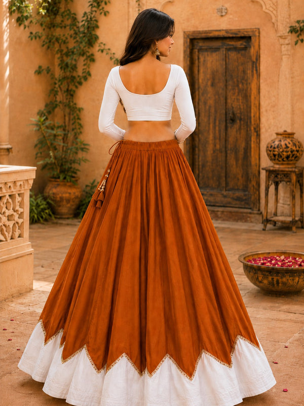 Cotton Silk Lace Work Navratri Lehenga