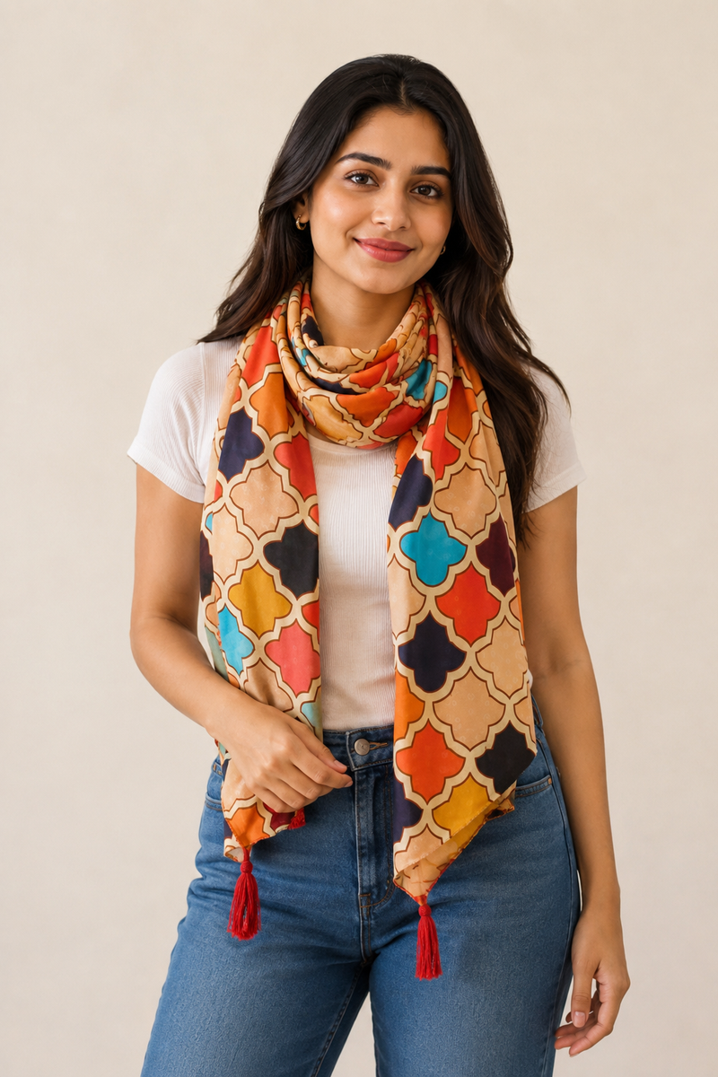 Divine Multicolor Printed Muslin Everyday Stylish Scarves/Stoles for Women SC30
