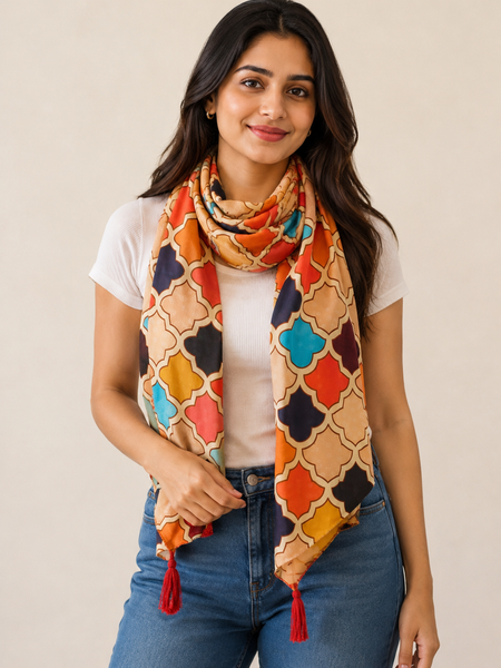 Divine Multicolor Printed Muslin Everyday Stylish Scarves/Stoles for Women SC30