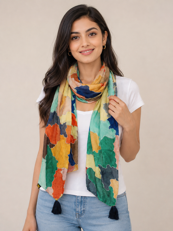 Splendid Multicolor Printed Muslin Regular Wear Scarves/Stoles for Women SC32