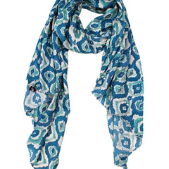 Dazzling Rama Blue Printed Muslin Daily Wear Scarves/Stoles for Women SC34