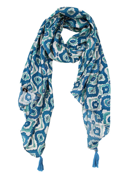 Dazzling Rama Blue Printed Muslin Daily Wear Scarves/Stoles for Women SC34