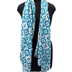 Dazzling Rama Blue Printed Muslin Daily Wear Scarves/Stoles for Women SC34