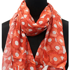 Splendid Orange Printed Muslin Casual Scarves/Stoles for Women SC35