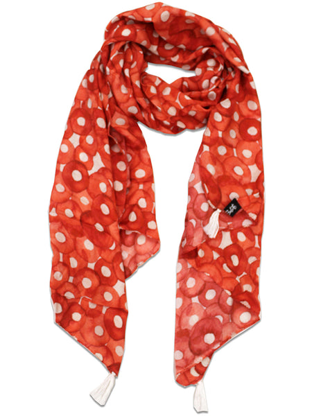 Splendid Orange Printed Muslin Casual Scarves/Stoles for Women SC35