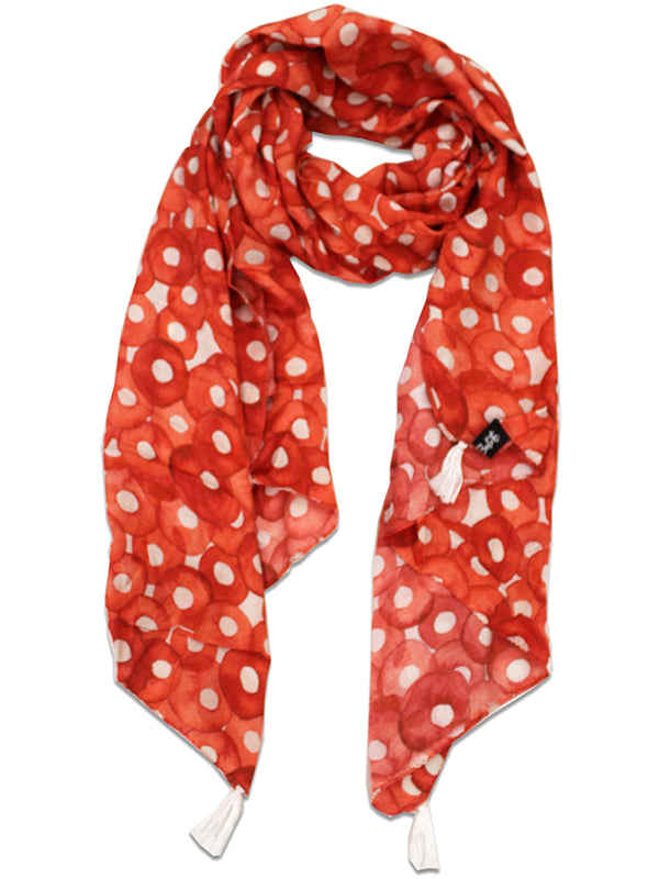 Splendid Orange Printed Muslin Casual Scarves/Stoles for Women SC35