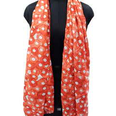 Splendid Orange Printed Muslin Casual Scarves/Stoles for Women SC35