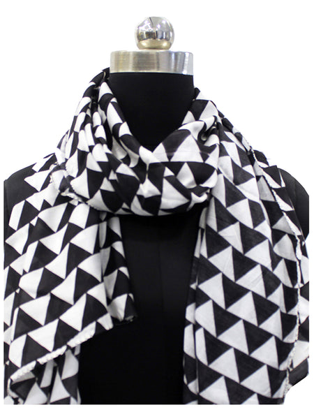 Appealing Black And White Printed Muslin Designer Scarves/Stoles for Women SC37
