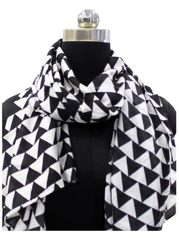 Appealing Black And White Printed Muslin Designer Scarves/Stoles for Women SC37