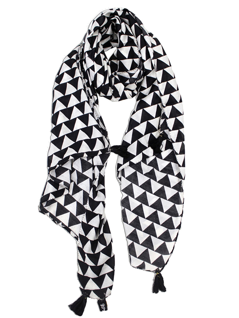 Appealing Black And White Printed Muslin Designer Scarves/Stoles for Women SC37