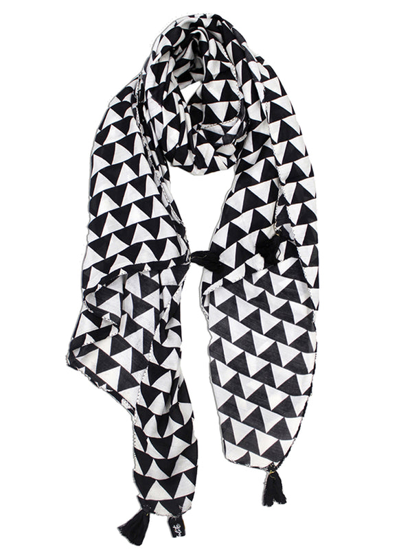 Appealing Black And White Printed Muslin Designer Scarves/Stoles for Women SC37