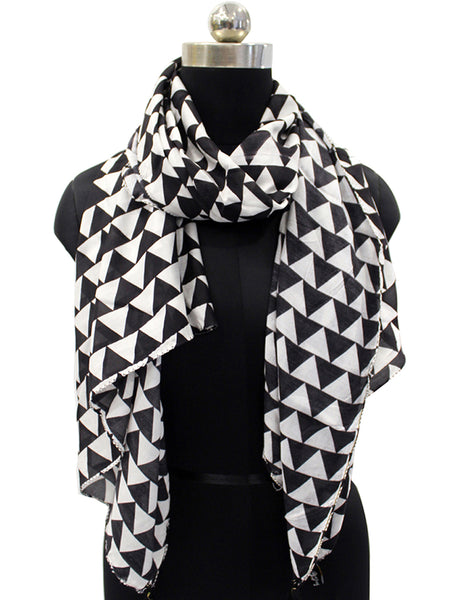Appealing Black And White Printed Muslin Designer Scarves/Stoles for Women SC37