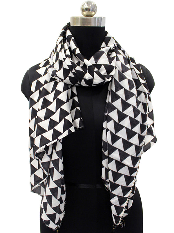 Appealing Black And White Printed Muslin Designer Scarves/Stoles for Women SC37