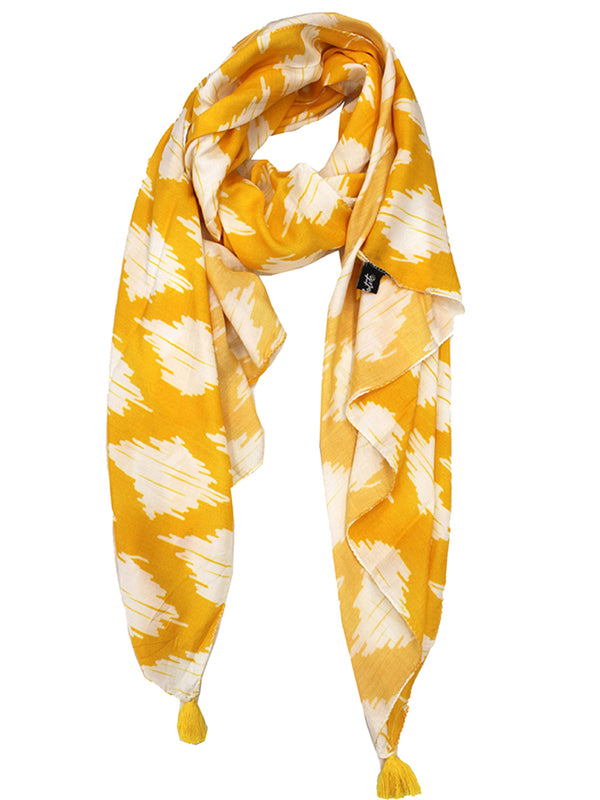 Stunning Yellow  Printed Muslin Regular Wear Scarves/Stoles for Women SC38