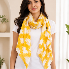 Stunning Yellow  Printed Muslin Regular Wear Scarves/Stoles for Women SC38