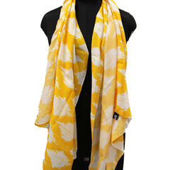 Stunning Yellow  Printed Muslin Regular Wear Scarves/Stoles for Women SC38