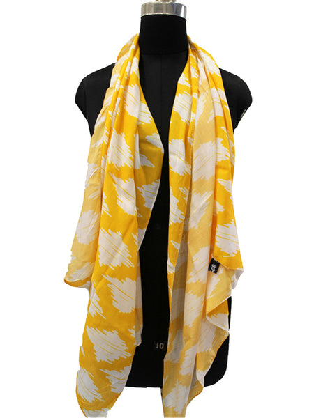 Stunning Yellow  Printed Muslin Regular Wear Scarves/Stoles for Women SC38