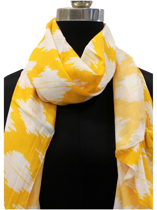 Stunning Yellow  Printed Muslin Regular Wear Scarves/Stoles for Women SC38