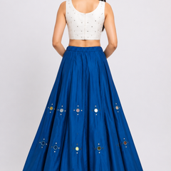 Cotton Silk Mirror Work Navratri Lehenga Set