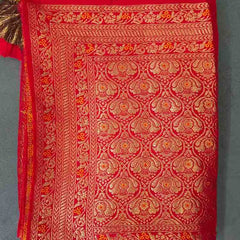 Desi Butik Rani Pink Banarasi Silk Dupatta with Floral Jaal DB2256