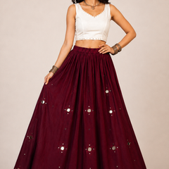Cotton Silk Mirror Work Navratri Lehenga