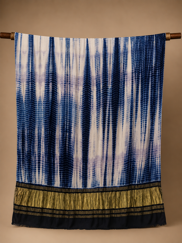 Desi Butik Women’s Gaji Silk Blue Tie Dye Dupatta DB2266