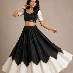 Cotton Silk Lace Work Navratri Lehenga