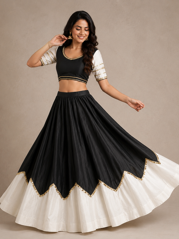 Cotton Silk Lace Work Navratri Lehenga