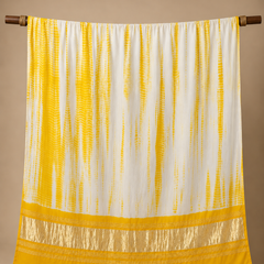 Desi Butik Women’s Gaji Silk Yellow Tie Dye Dupatta DB2268
