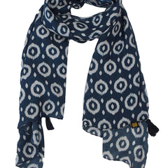 Splendid Blue Printed Muslin Casual Scarves/Stoles for Women SC3