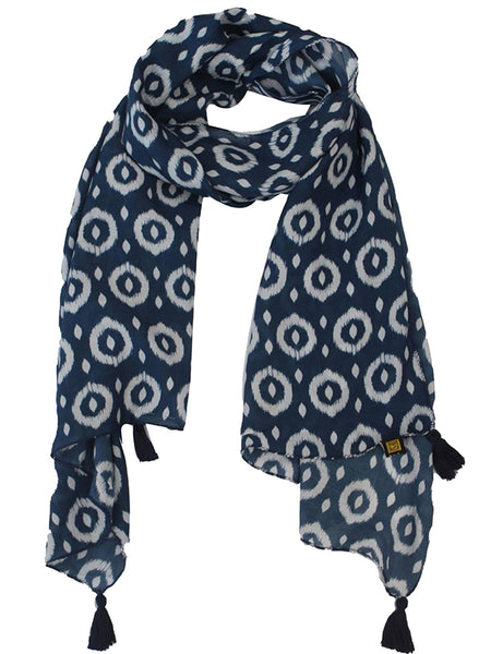 Splendid Blue Printed Muslin Casual Scarves/Stoles for Women SC3