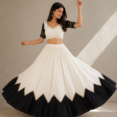 Cotton Silk Lace Work Navratri Lehenga
