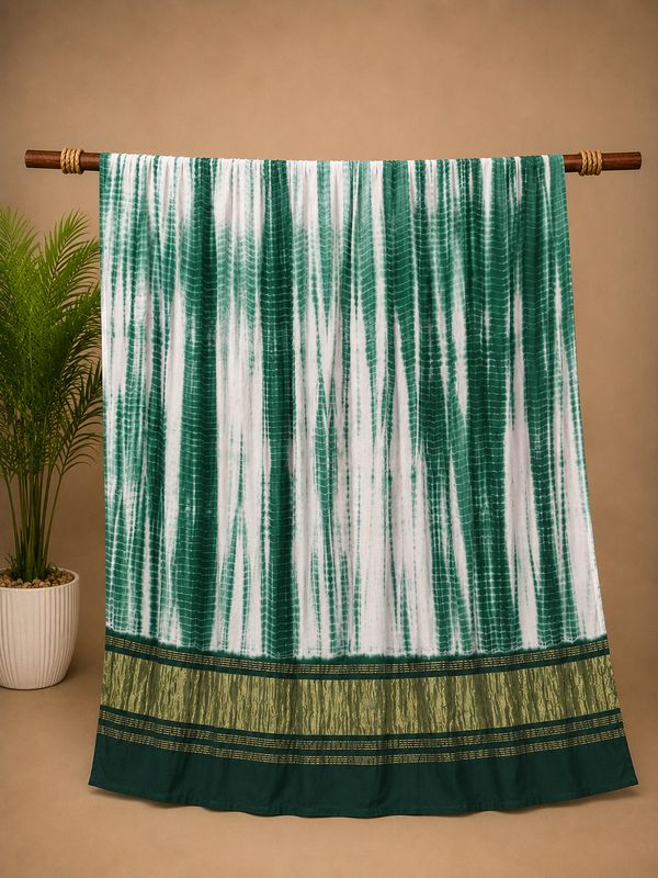Desi Butik Women’s Gaji Silk Green Tie Dye Dupatta DB2269