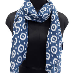 Splendid Blue Printed Muslin Casual Scarves/Stoles for Women SC3
