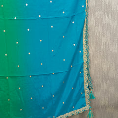 DESI BUTIK Pink & Orange Ombre Embellished Dupatta DB2249